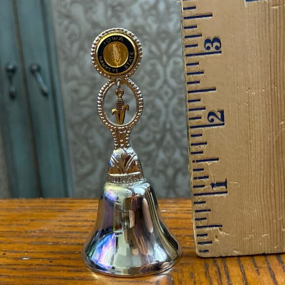 Iowa Hawkeye State Hanging Corn Bell Pewter Vintage Decorative Made in USA - Picture 8 of 9